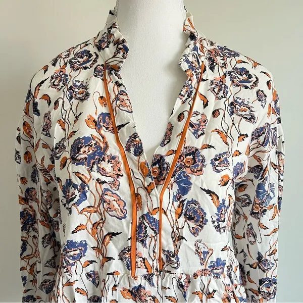 Anthropologie Porridge Keegan Ruffled Floral Babydoll Blouse Small Long Sleeve - Image 6
