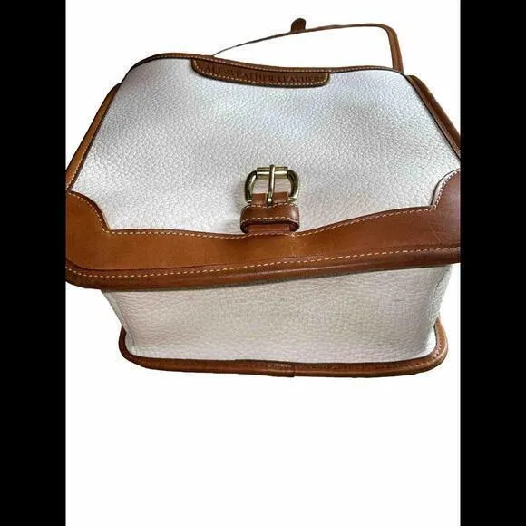 VTG Dooney & Bourke Tan/Cream/Brown Purse Signature Logo Buckle‎ Handbag - Image 6