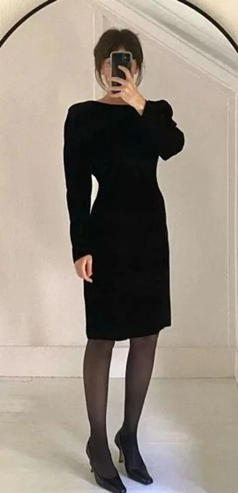 Moda Int’l Vintage 80s Velvet Backless Dress Black Size 4 - Image 2