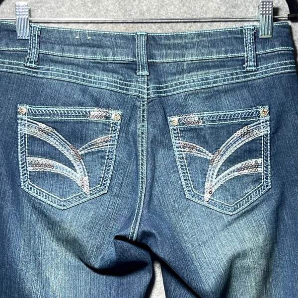 Natural Reflections Dark Wash Cropped Jeans Embellished Pockets Women's‎ 6 - Image 7