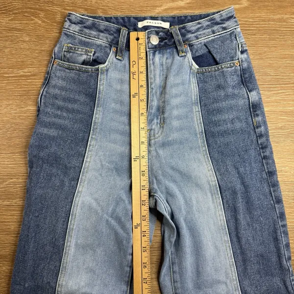 PacSun Eco Two-Tone '90s Boyfriend Jeans Size 25 Straight Cropped Leg Streetwear - Image 8
