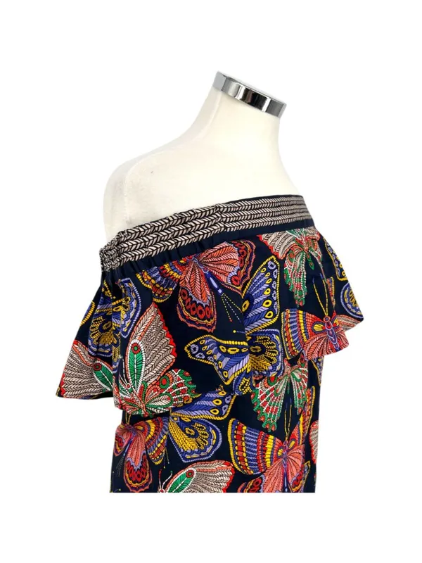 Trina Turk Resort Welton Butterfly Off-Shoulder Dress Multicolor Size Medium - Image 4