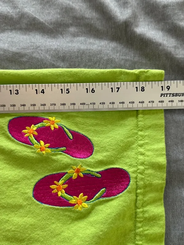Johnny Was Shorts Women’s Small Neon Green Shorts Pink Sandal Embroidery - Image 8