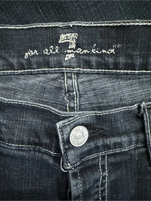 7 for All Mankind Black Straight-Leg Jeans - Image 3