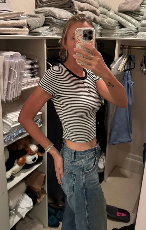 ZARA Black And White Striped T-shirt - Image 4