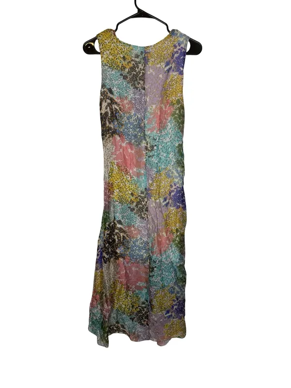 ✨LOLA Italy Silk Blend Floral‎ Patchwork Midi Dress Size M✨ - Image 6