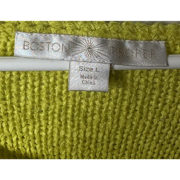 Lime Green Sweater Fringe Hem Bright Size Large~Boho Festival Arts Boston Proper - Image 8