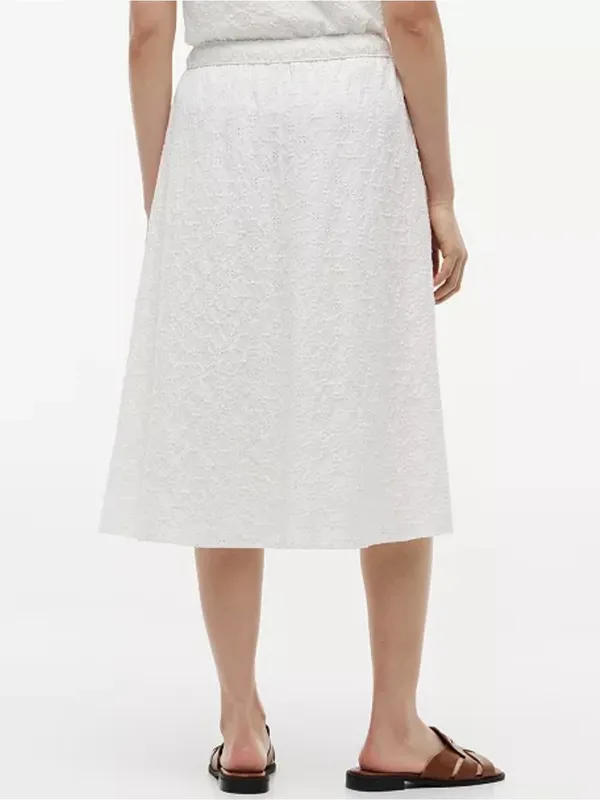 Tommy Hilfiger Women's Broderie Eyelet Elasticated-Waist White Skirt Medium $90 - Image 3