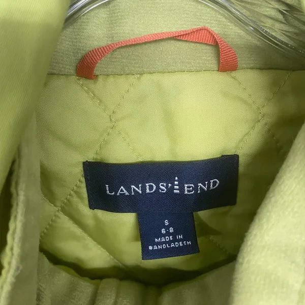 Lands End Jacket Womens Small Green Aqua‎ Check Nylon Hooded Full Zip Outdoor - Image 3