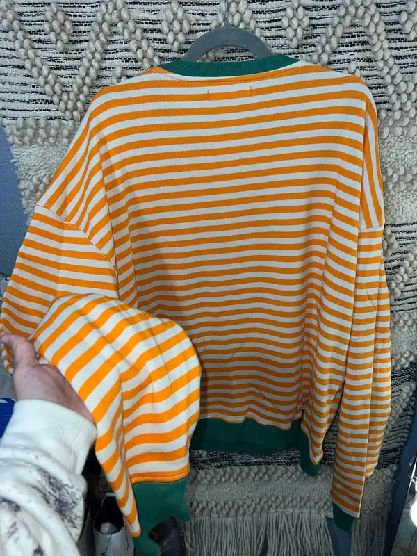 Free People Classic Striped Oversized Crewneck - Image 4