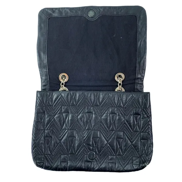 Badgley Mischka Black Faux Leather Vegan Chain Crossbody Purse Bag Handbag OS - Image 5