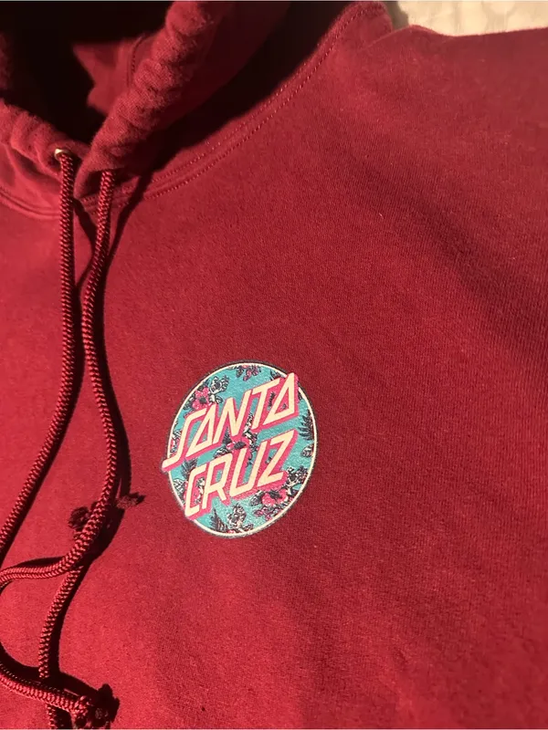 Santa Cruz Skateboards Burgundy Crewneck Hoodie with Logo Patch - Image 3
