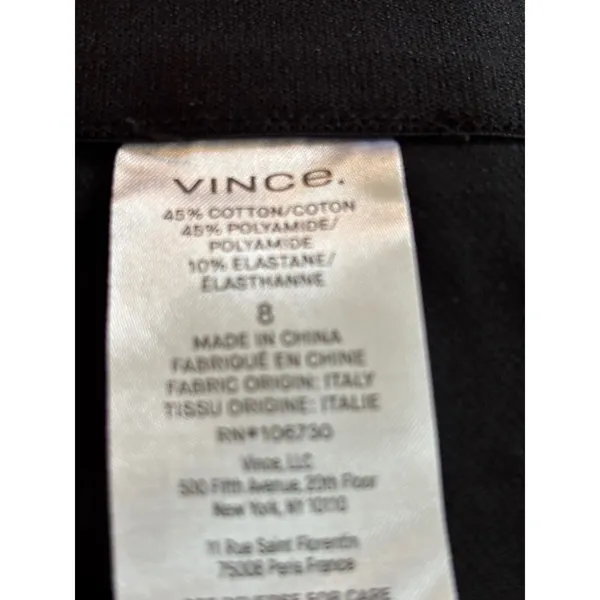 Vince Black Side Zip Cropped‎ Trousers Italian Fabric Size 8 - Image 9