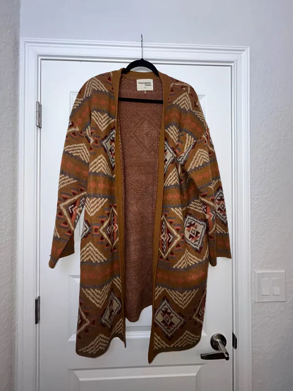 Savanna Jane Geometric Aztec Print Long Open Front Cardigan Sweater Size 2X - Image 4