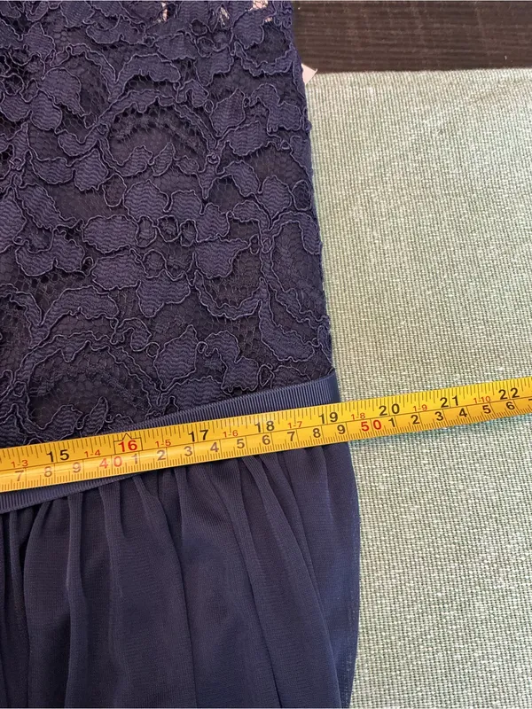 David’s Bridal Navy Lace Chiffon Formal Gown Front Slit Size 18 NWT - Image 9