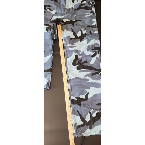 Unbranded Women‎ Cargo Pants Blue Grey Camo High Waist Utility 32 - Image 8