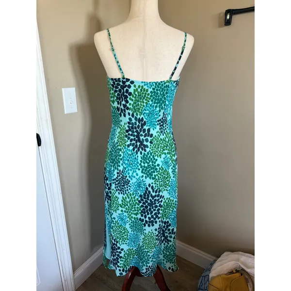 Express Floral Print Green Blue Midi Slip Dress‎ Sleeveless Summer Party - Image 2