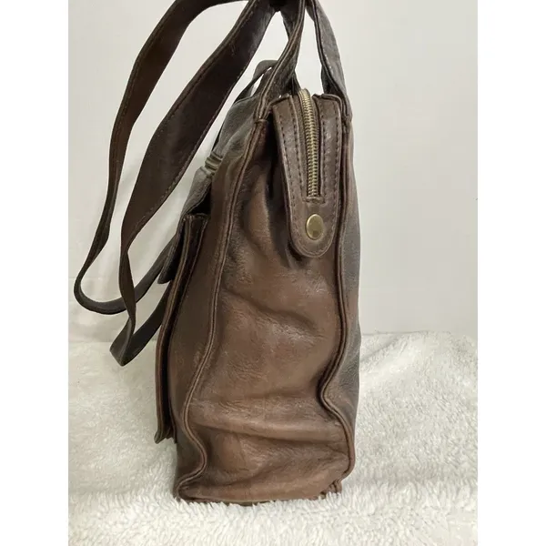 Fossil 1954 Large Brown Pebbled Leather Shoulder Bag Charm Women’s - Image 7