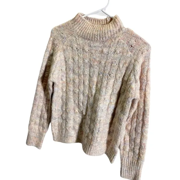 Heartloom XS Cable Knit Mock Neck Sweater Multicolor‎ Wool Blend - Image 2