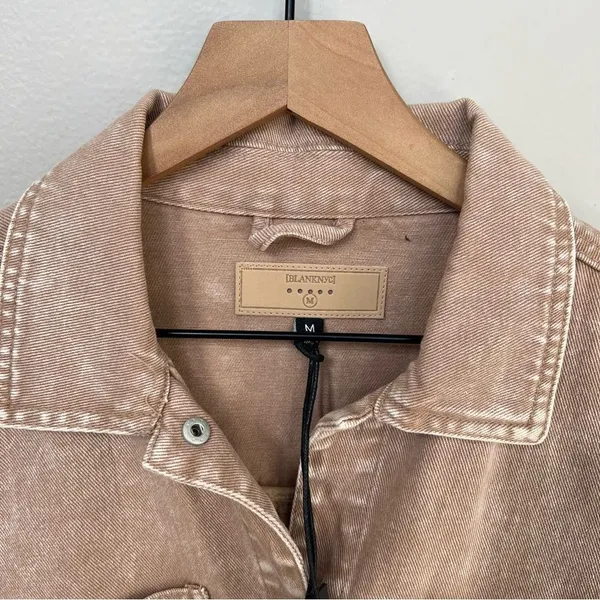 Blank NYC NWT Garment Dye Acid Wash Twill Shirt Jacket in Stoned Size Medium - Image 8