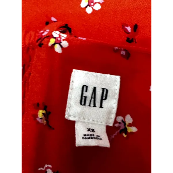 Gap Sundress Orange Floral Print V Neck Sleeveless A Line Summer Dress XS Casual - Image 8