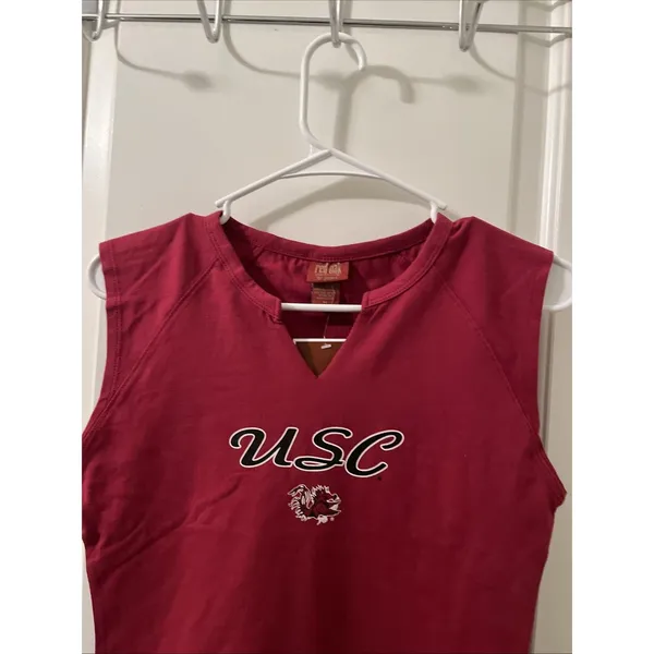 Red Oak South Carolina Gamecocks USC Womens Juniors Sleeveless V-neck T-shirt - Image 7