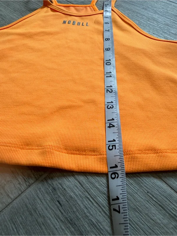 NOBULL Ribbed Halter Cropped Tank Top Orange Gym Athleisure Women's Size Large - Image 4
