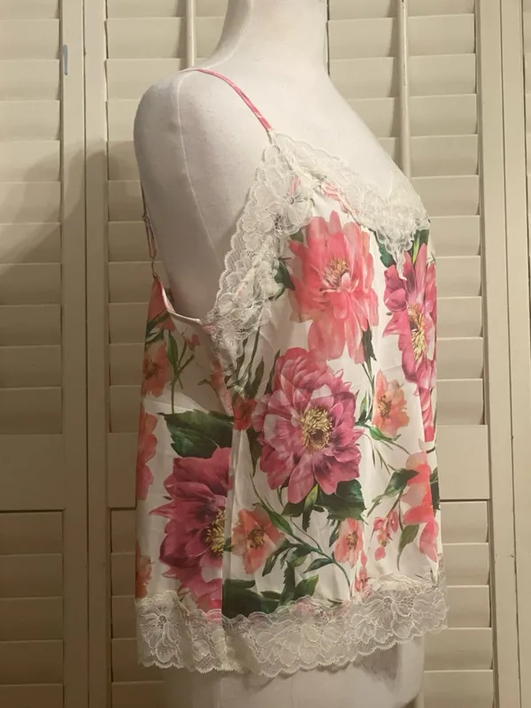Express White Floral Satin Lace Trim Cami - Image 5