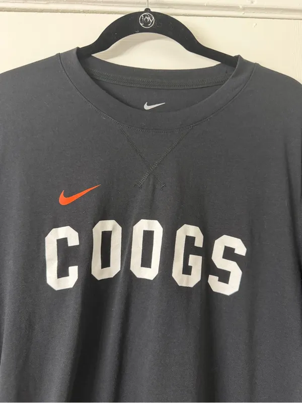 Nike COOGS Black Dri-Fit Tee with Orange Swoosh Women’s Large Collegiate Houston - Image 2