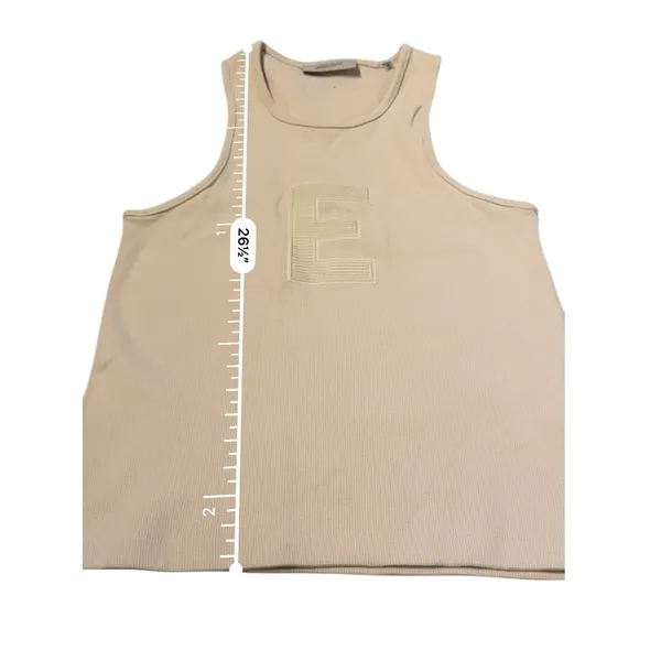 Fear of God NWT Essentials Tank Top Women's Medium Beige Sleeveless Logo Minimal - Image 7