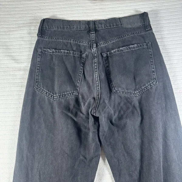 Aeropostale 90's Baggy Black Wash Button Fly Distressed Denim Jeans Size 0 - Image 12