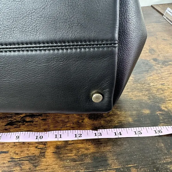 Jimmy Choo Satchel Bag Womens Large Black Leather Top Handle Work Purse Italy - Image 16
