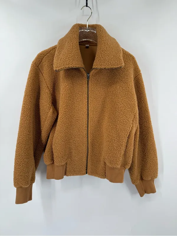 Uniqlo Teddy Fleece Cropped Full Zip Long Sleeve Jacket size medium - Image 4