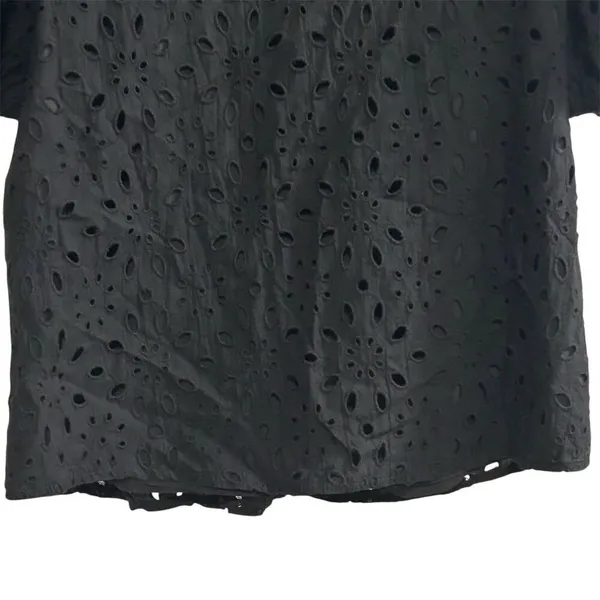 PrettyGarden‎ Women's Black Embroidered Blouse L Long Puff Sleeve - Image 11