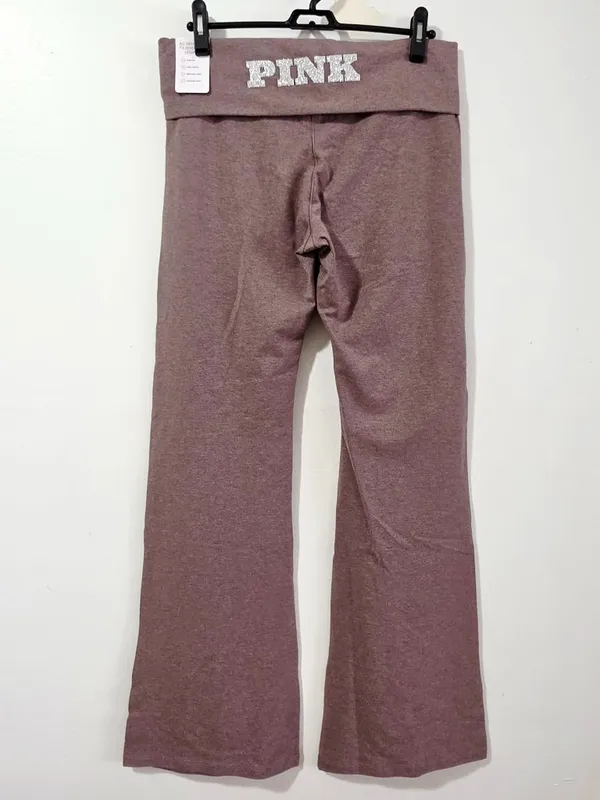 Victoria's Secret PINK All-Day Foldover Flare Leggings -Cocoa Heather - Size L.R - Image 5