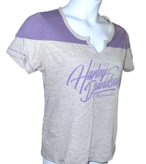 Harley Davidson cute gray tee with purple design! - Image 2