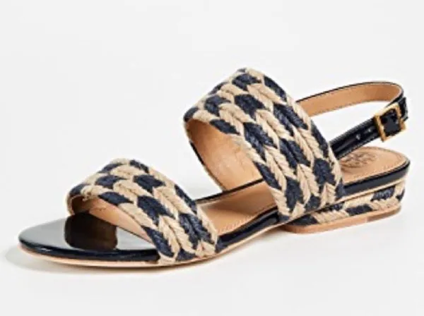 Tory Burch Lola Flat Sandals Jute Woven Nautical Summer Navy Coastal Resort Wear - Image 3