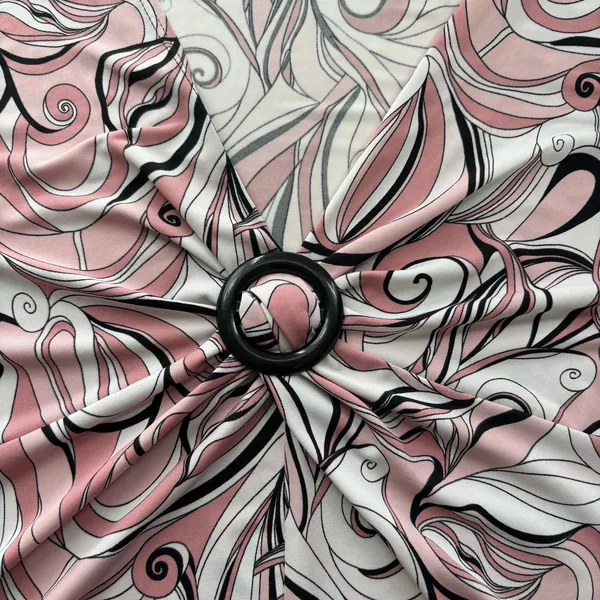 CDW Women's Sleeveless V-Neck Blouse XL Pink Black White Abstract Swirl - Image 4