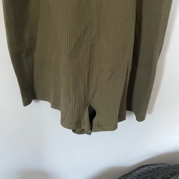 PINK Victoria's Secret Base Cotton Ribbed Long Sleeve Romper- Olive-Size XXL-NWT - Image 3