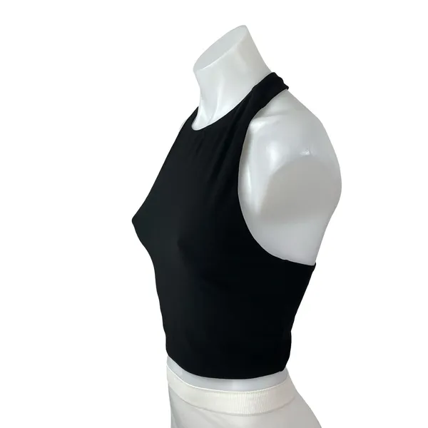 Alice + Olivia Rydel Black Sleeveless Gym Athletic Activewear Crop Tank Top S/M - Image 2