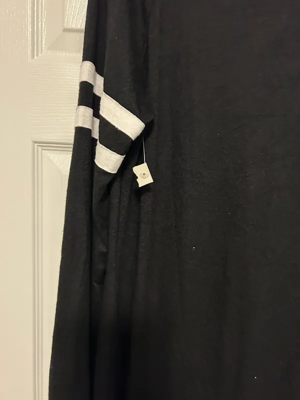 No Boundaries Black Hooded Long-Sleeve Dress dz XL White Sleeve Stripes new with - Image 7