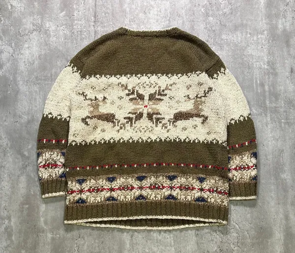 Vintage Style Knitted Reindeer Christmas Sweater - Image 2