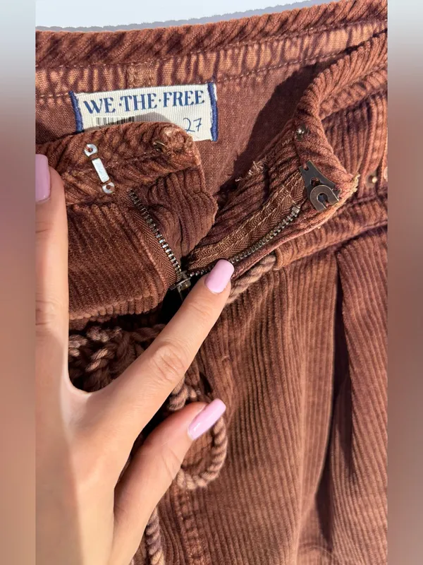 We The Free Corduroy Drawstring Skirt in Rust Free People - Image 3