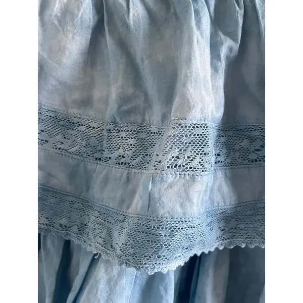 LoveShackFancy Pacific Indigo Hand Dye Ruffle Mini Skirt Blue S - Image 7