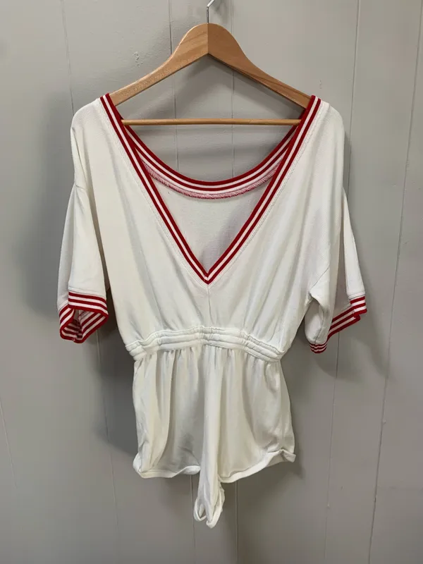 Anthropologie Short-Sleeve Waffle Knit Romper XS - Image 4