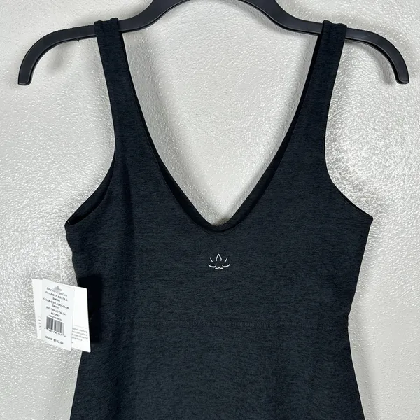 NEW Beyond Yoga Spacedye Inspire Midi Dress Womens Sz XS Charcoal Gray Shelf Bra - Image 6