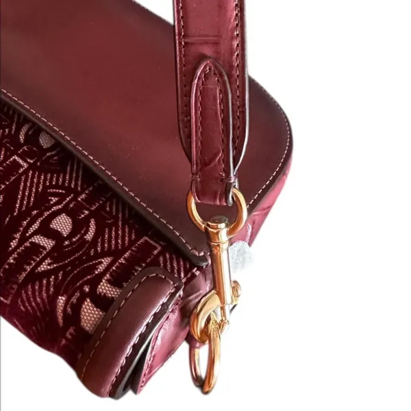 Coach Elle Saddle Bag with Signature Chain Print Style #F38111 in Burgundy Red - Image 6