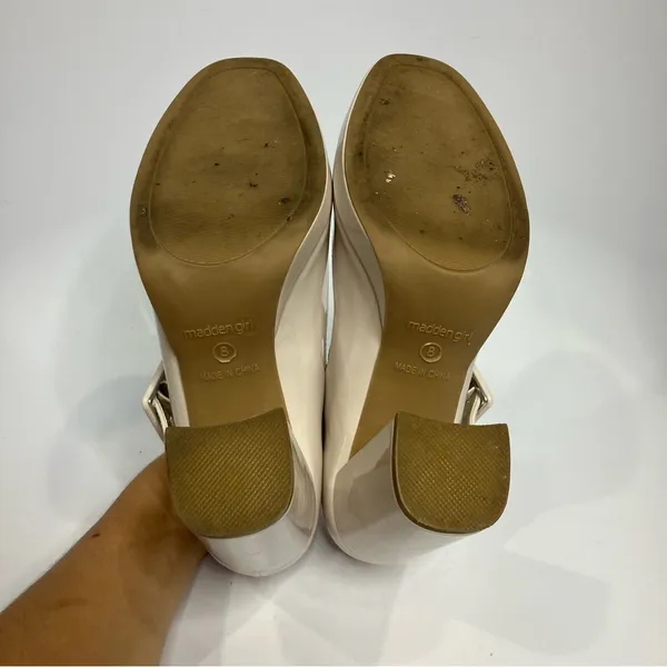 Madden girl cream mary Jane buckle block heels women’s size 8 dressy‎ trendy - Image 10