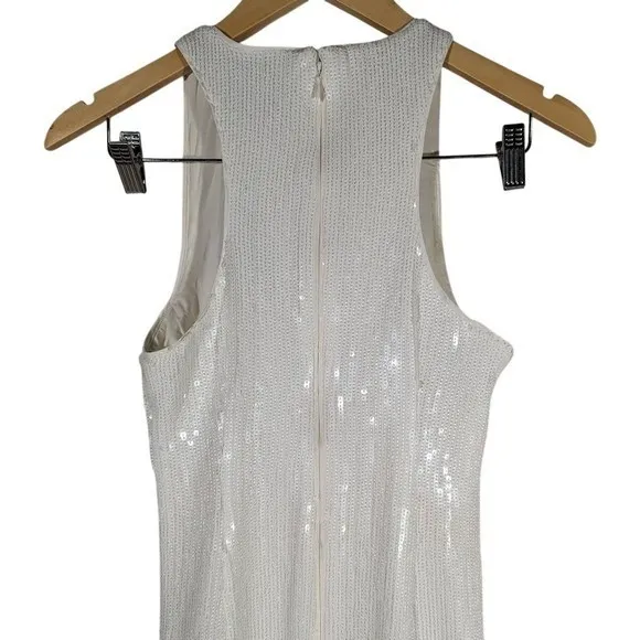 J. Crew Collection White Sequin Fringe Maxi‎ Dress Formal Evening Gown Size 2 - Image 4
