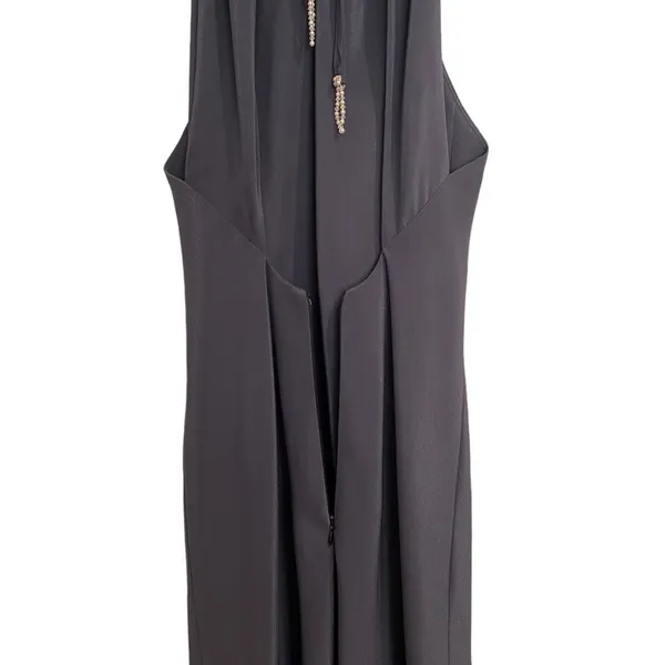 Black Shimmer High Neck Maxi Gown Open Back Formal Dress Sz S - Image 6